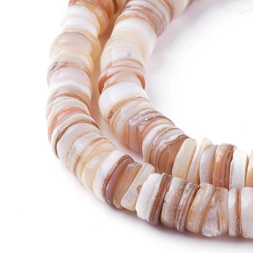 Buy Beads Heishi shell- natural color shell 6x1-2mm (1 strand-38cm)