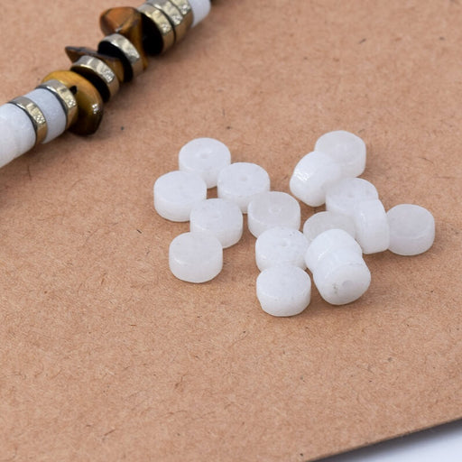 Rondelle Beads Heishi White Jade 6x3mm - Hole: 1mm (20)