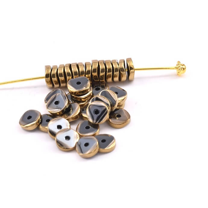 Heishi Rondelle Beads Hematite Wavy - Bronze 6x1.5mm (23g)