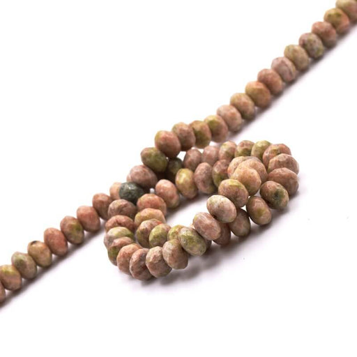 Rondelle Beads Donut Faceted Natural Unakite - 8x5mm (1 Strand-38cm)