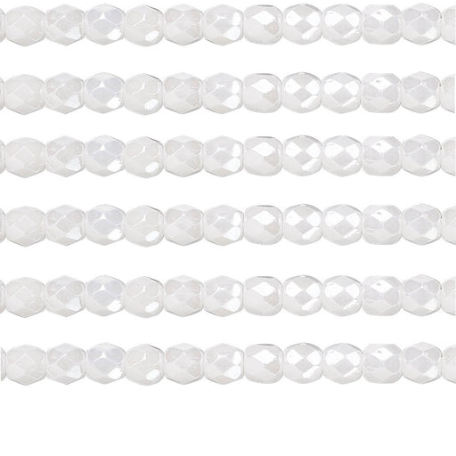 Perles facettes de bohème opaque white 4mm (100)