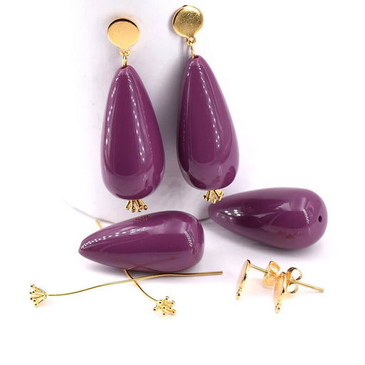Kit DIY 2 Drop Earrings Purple 50mm (1)