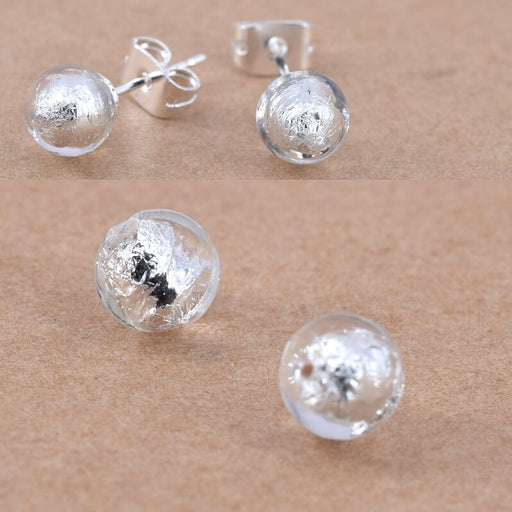 Buy Murano Beads Round Half-drilled Crystal and Silver 6mm (2)