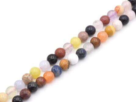 Buy Mixed gemstones round beads 6mm strand (1)