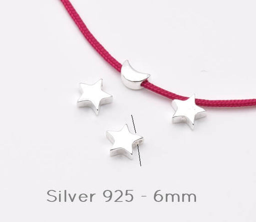 Buy Tiny STAR charm Sterling silver 925 -6mm Hole 1.2mm (1)
