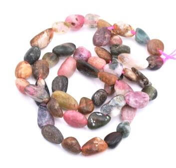 Nuggets beads Natural raw tourmaline Beads 8-12mm hole 0.8mm (1 strand)