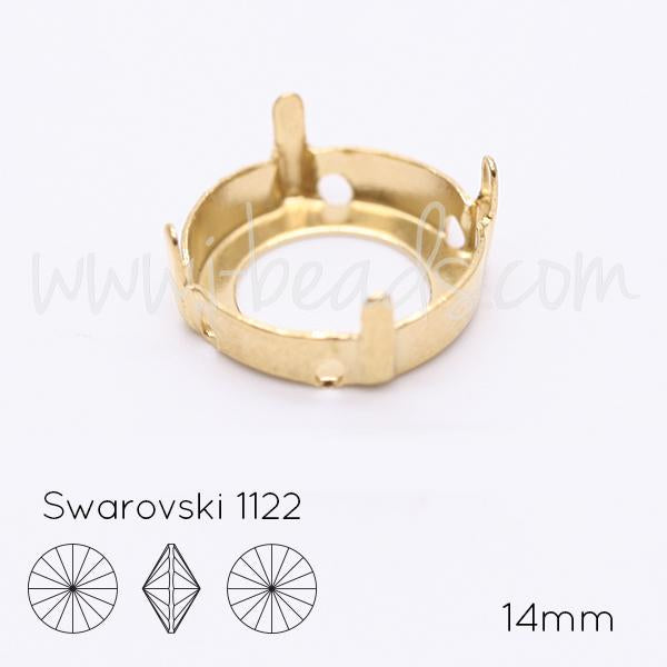 Sew on setting for Swarovski 1122 rivoli 14mm gold plated (2)