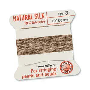 Buy Bead cord natural silk beige 0.50mm 2meters with needle(1)