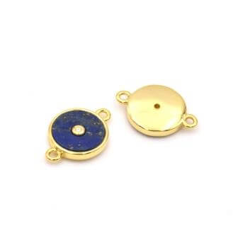 Buy Link connector Lapis Lazuli set with 12mm gold plated zircon (1)