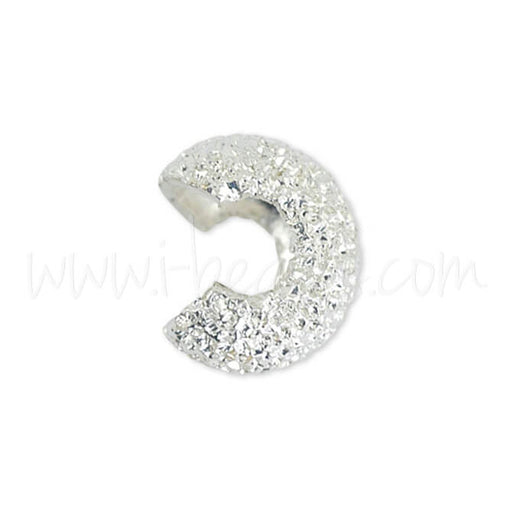 14 Crimp cover sparkle metal silver plated 4mm (1)