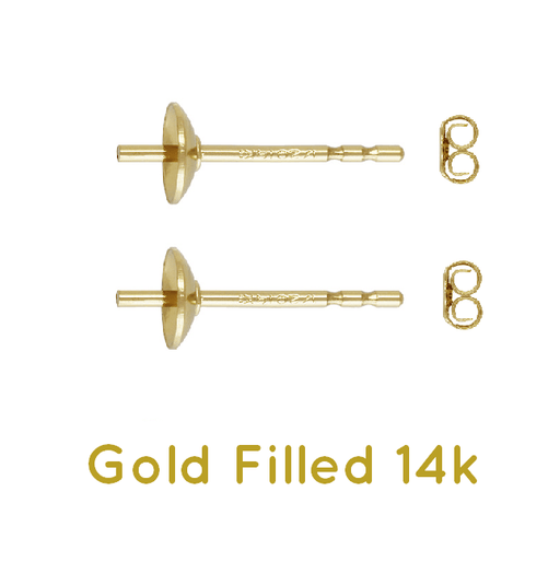 Gold Filled stud earring cup for 4 to 6mm half drilled pearl (2)