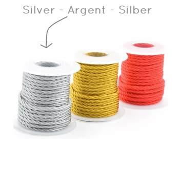 Buy twisted 3-Strands Cord Nylon 3mm SILVER (Sold by 1m)