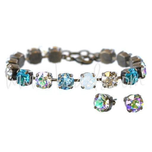 DIY Teal Swarovski settings bracelet and earring set