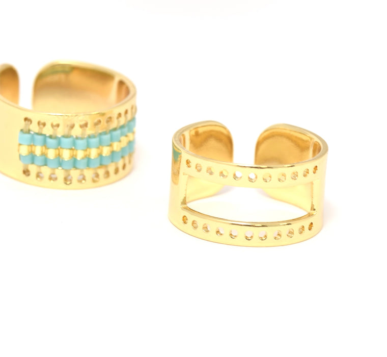 Adjustable ring colour gold plated 15 mm diameter for seedbead sewing TOHO or Miyuki