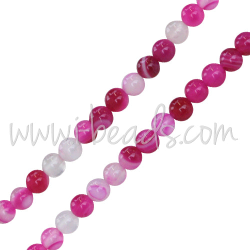 Stripe Agate Pink Round beads 4mm strand (1)
