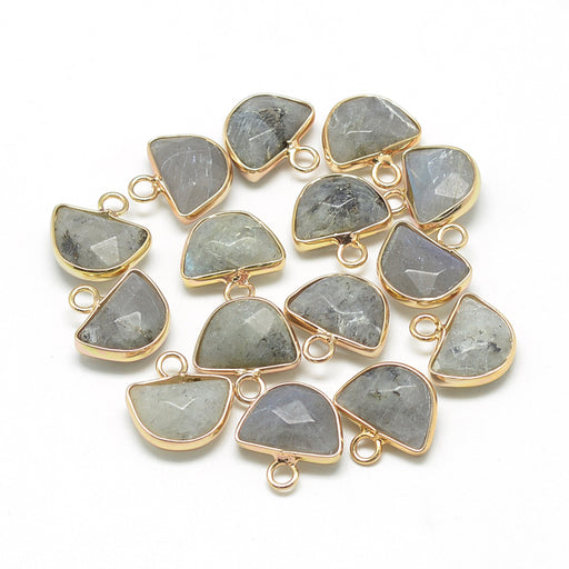 Buy Labradorite Pendant charm, with golden Brass , Faceted, Half Round 14mm (1)