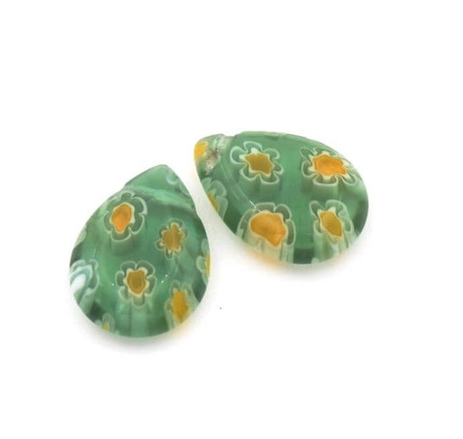 Millefiori Drop 14mm GREEN (2)