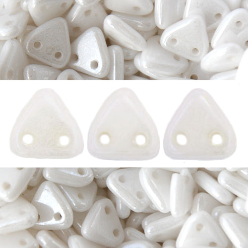 2 holes CzechMates triangle luster opaque white 6mm (10g)