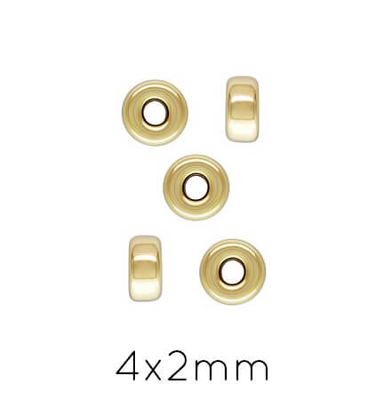 Heishi rondelle beads Gold filled 4x2.1mm Hole:1.2mm (5)
