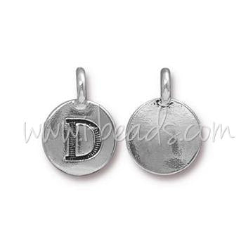Letter charm D antique silver plated 11mm (1)
