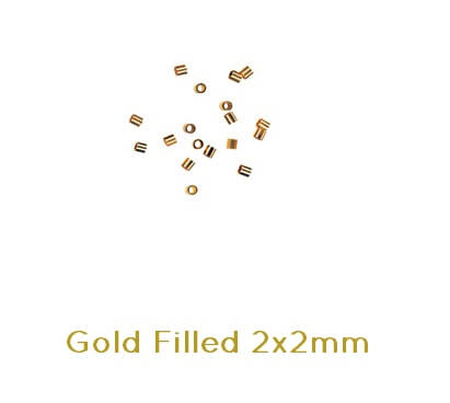crimp bead Gold Filled 2x2mm-int diam : 1.4mm (10)
