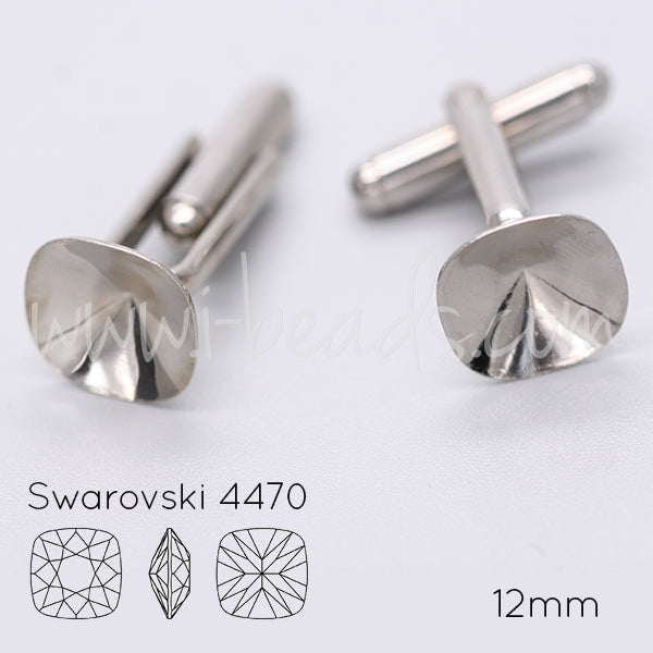 Cufflink setting for Swarovski 4470 12mm rhodium (2)