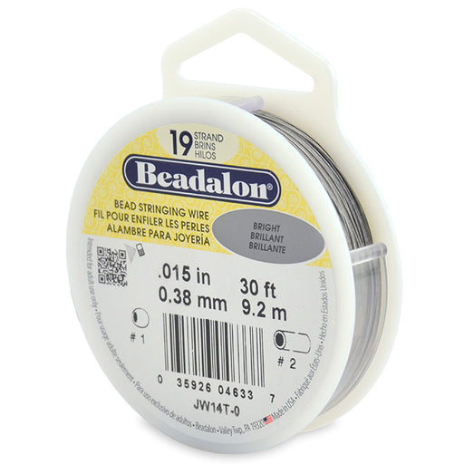 Beadalon bead stringing wire 19 strands bright 0.38mm, 9.2m (1)