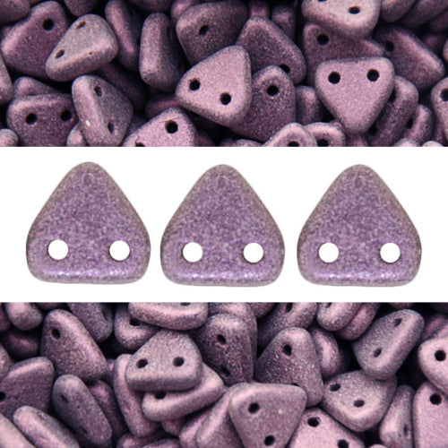 2 holes CzechMates triangle mettalic suede pink 6mm (10g)