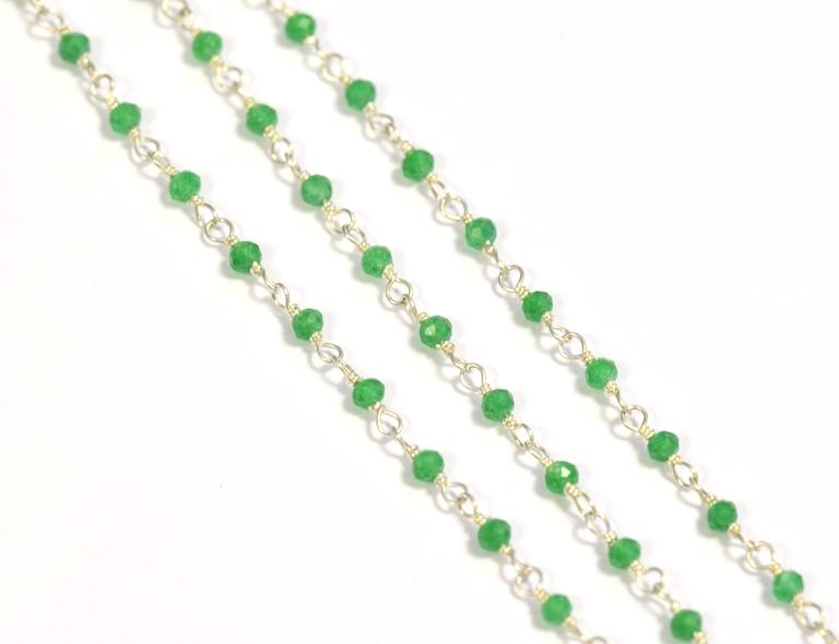 Rosary chain Silver and green onyx 2 mm (10cm)