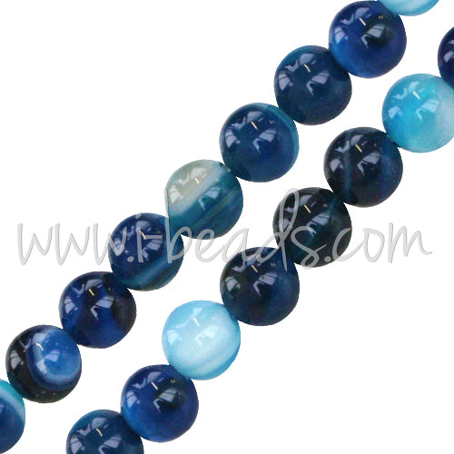 Stripe Agate Blue Round beads 6mm strand (1)