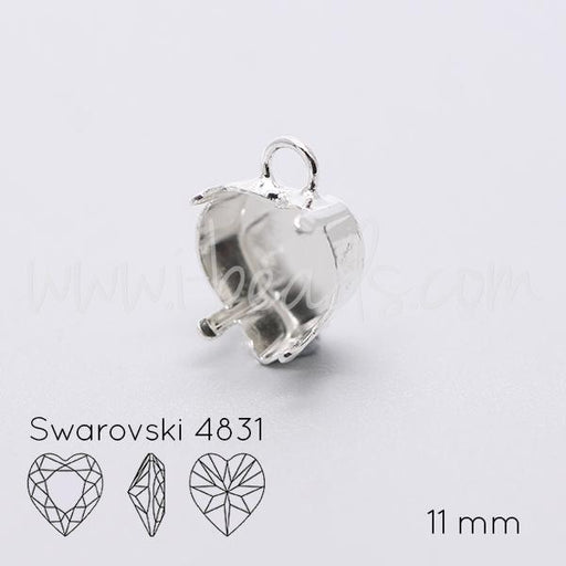 Pendant setting for Swarovski 4831 heart 11mm silver plated (1)