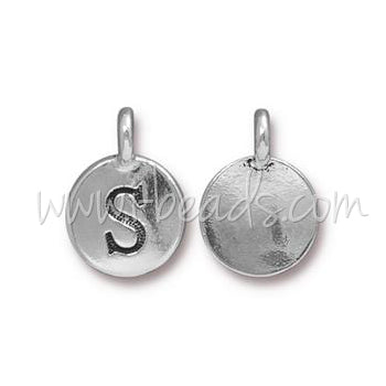 Letter charm S antique silver plated 11mm (1)