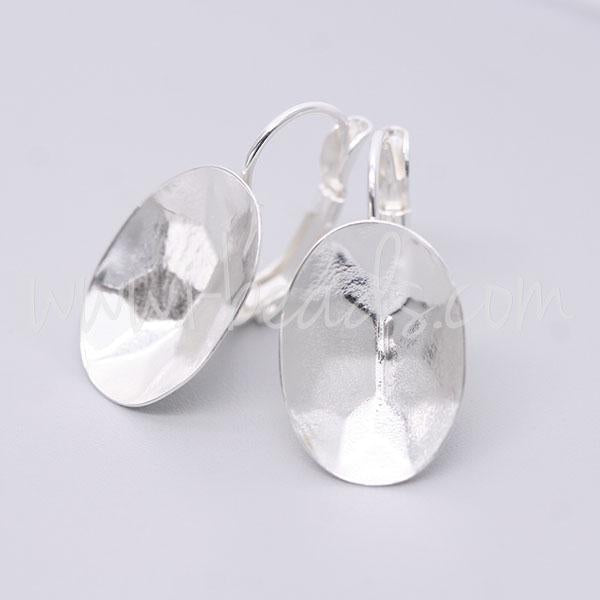 Cupped earring setting for Swarovski 4120 18x13mm silver plated (2)