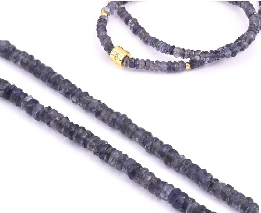 Heishi facetted Beads chips IOLITE - 4x2mm - hole 0.5mm, 39cm (1 strand)