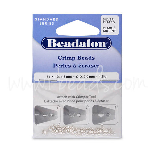 Crimp beads metal silver plated 2mm, 1.5g (1)