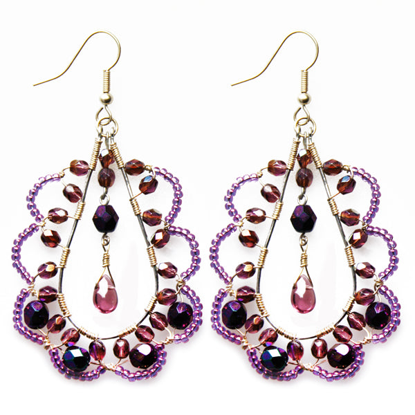 DIY elegant purple drop earrings