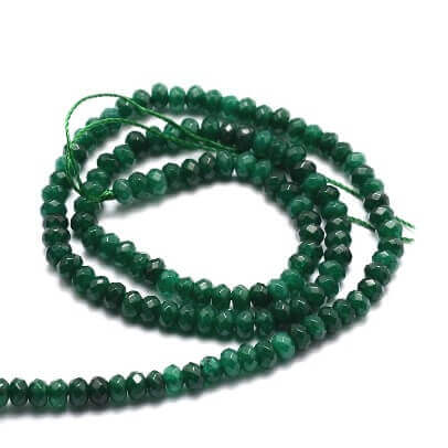Buy Natural Jade Dyed rondelle dark green rondelle 4X2.5mm hole: 1mm (1 strand)