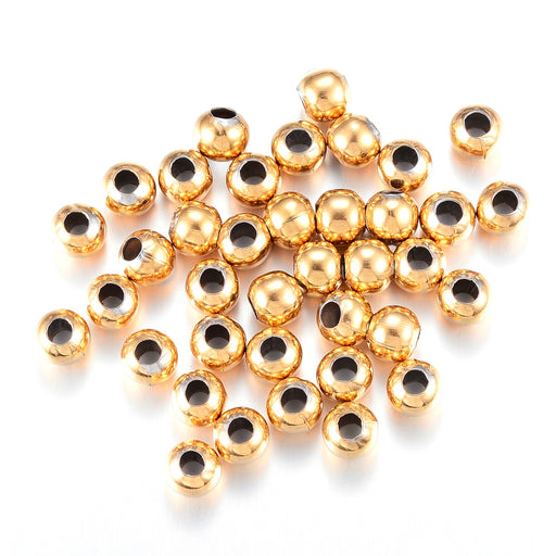 Stainless Steel round Beads, Golden, 4mm -hole 1,5 (25)