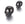 Beads wholesaler  - Skull bead horizontal large hole Stainless steel BLACK 11mm, hole 2.5mm (1)