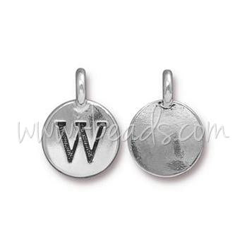 Letter charm W antique silver plated 11mm (1)
