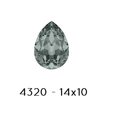 Buy Swarovski 4320 Fancy Stone PEAR- Black Diamond Foiled-14x10mm (1)