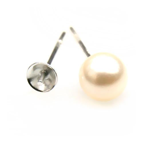 Sterling silver stud earring cup for 6mm half drilled pearl (2)