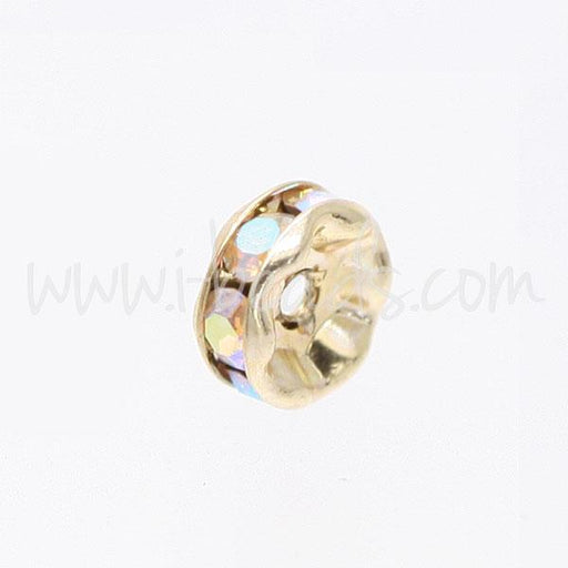 Rhinestone rondelle crystal ab on metal gold finish 6mm (2)