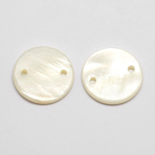 Buy Natural white Shell Links connector, Flat 18mm (sold per 2)