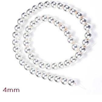 Buy Hematite (Reconstituted) Beads SILVER Plated 4mm - 1 Strand - 92 Beads (Sold Per Strand)