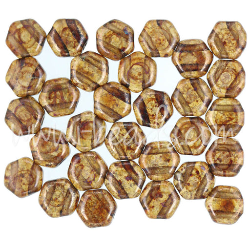 Buy Honeycomb beads 6mm topaz bronze picassso (30)