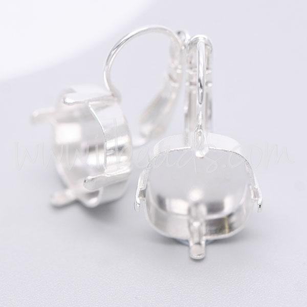 Earring setting for Swarovski 4470 12mm silver plated (2)