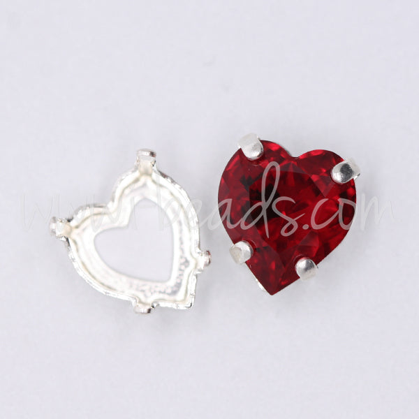 Sew on setting for Swarovski 4831 heart 11mm silver plated (2)