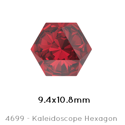 Swarovski 4699 Kaleidoscope Hexagon Scarlet foiled 9,4x10,8mm (1)