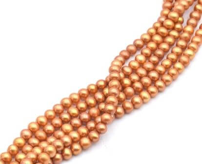 Freshwater pearls potato round orange gold 5mm (1)